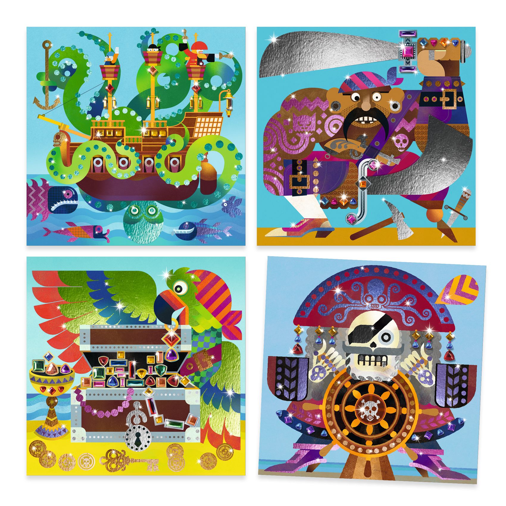 Djeco Foil Pictures Up and at'em! kit creativo pirati con strass