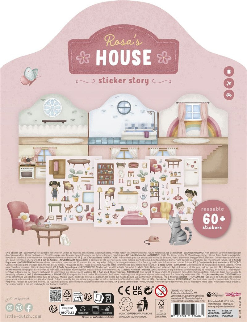 Little Dutch Rosa libro sticker riutilizzabili casa
