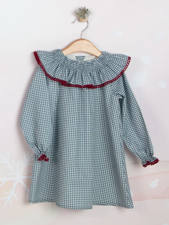 Mebi vestito bambina quadri blu cotone
