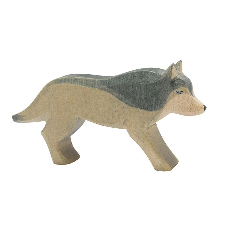Ostheimer Lupo che corre figura legno 6 cm dipinta a mano