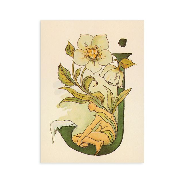 Ottilia Adelborg Alfabeto Fiorito Lettera J cartolina fiori