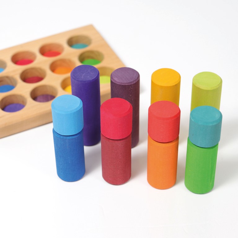 Grimm's Cilindri colori primari gioco legno 12 pezzi