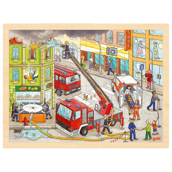 Goki I Vigili del Fuoco puzzle legno 96 pezzi 30x40 cm