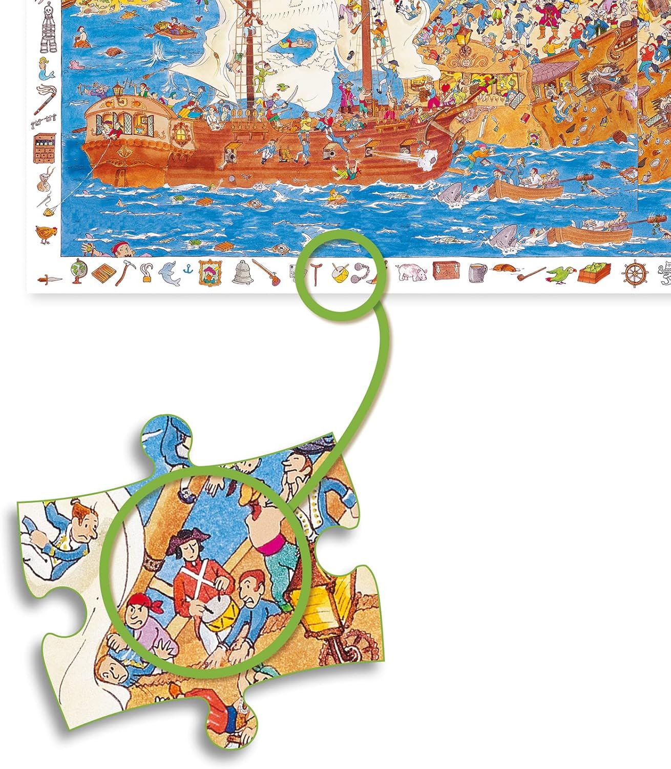 Djeco Pirati puzzle osservazione 100 pezzi con poster