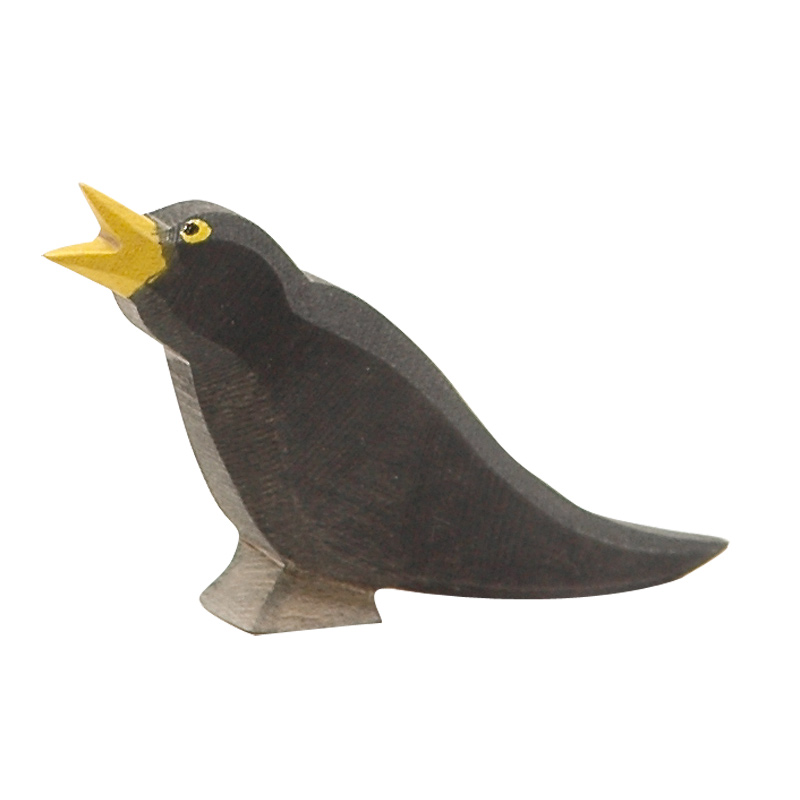 Ostheimer Merlo nero figura legno 4 cm massello