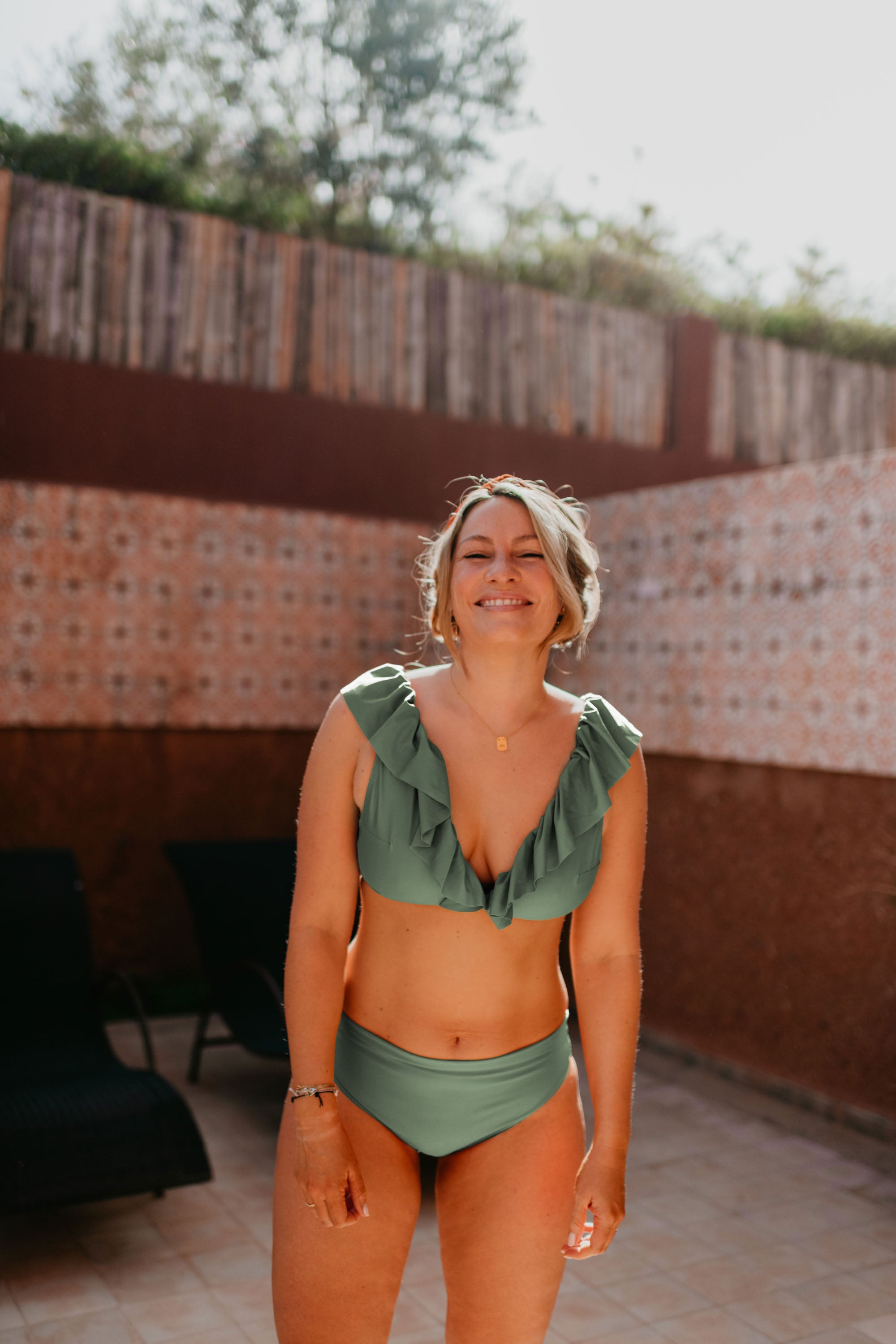 Ella and Rapha Leopard Green top bikini verde UPF 50+
