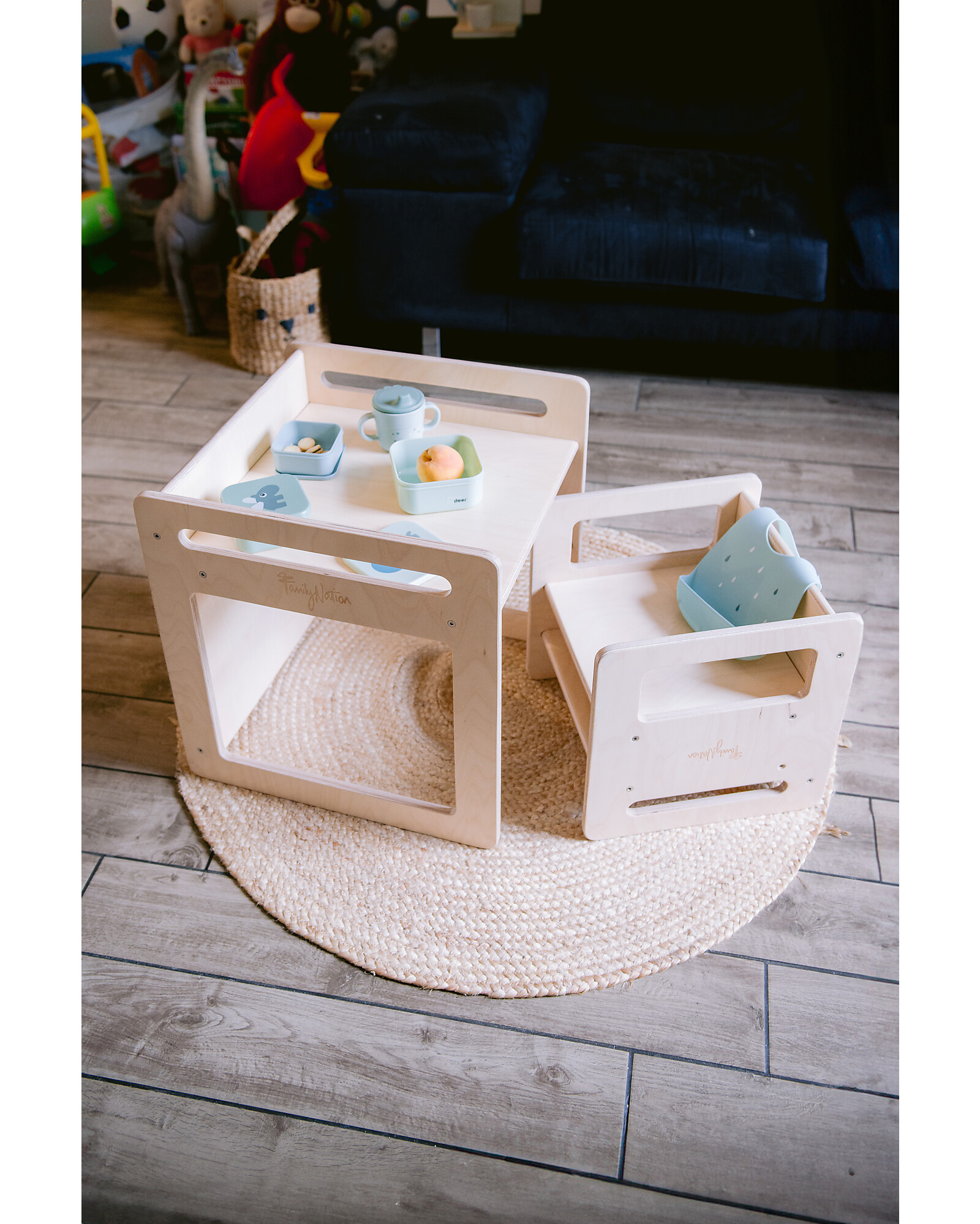 Set Tavolo + Sedia Evolutiva Montessori in legno di betulla