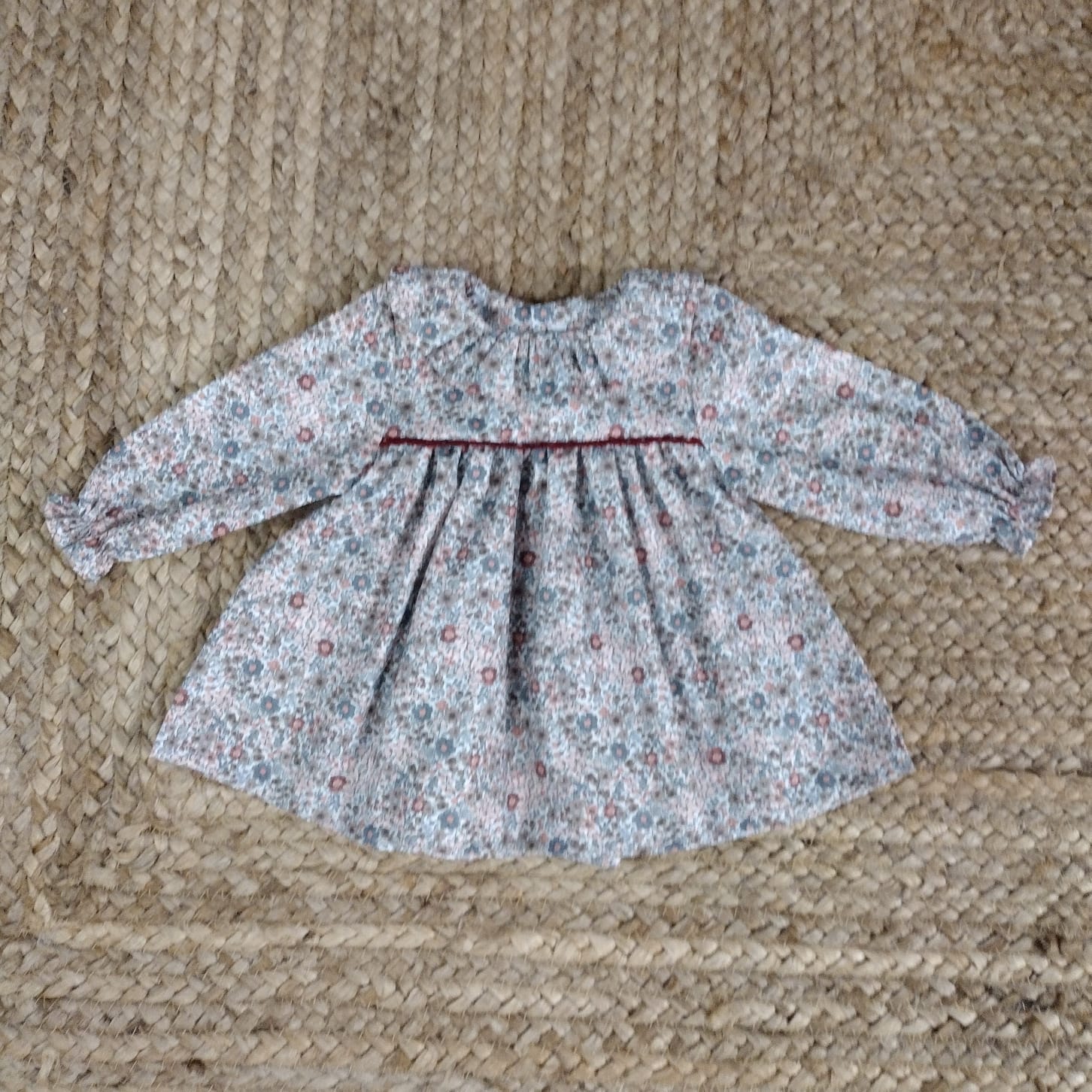 Mebi fiori vestito bambina corto granate cotone