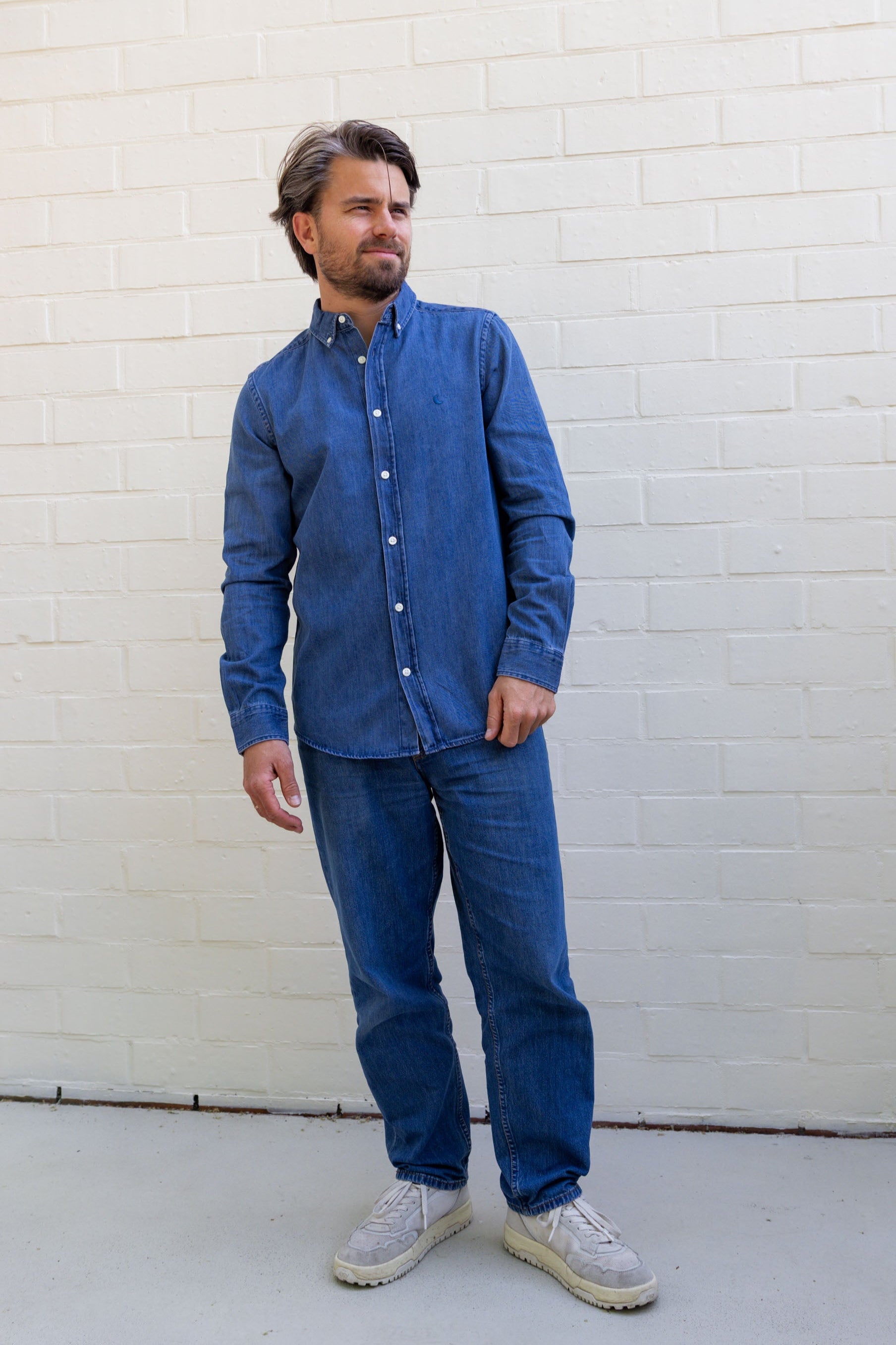 Ella and Rapha Moon camicia uomo denim blu leggera