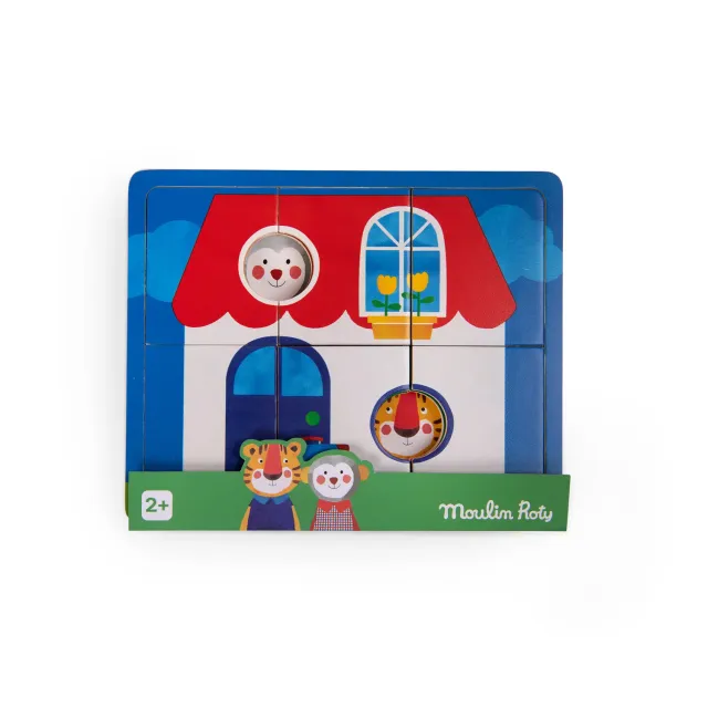 Moulin Roty Les Popipop puzzle legno 3 livelli 22x18 cm