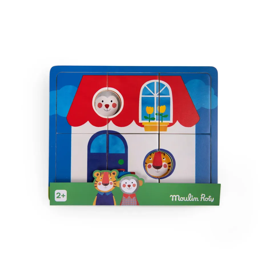 Moulin Roty Les Popipop puzzle legno 3 livelli 22x18 cm