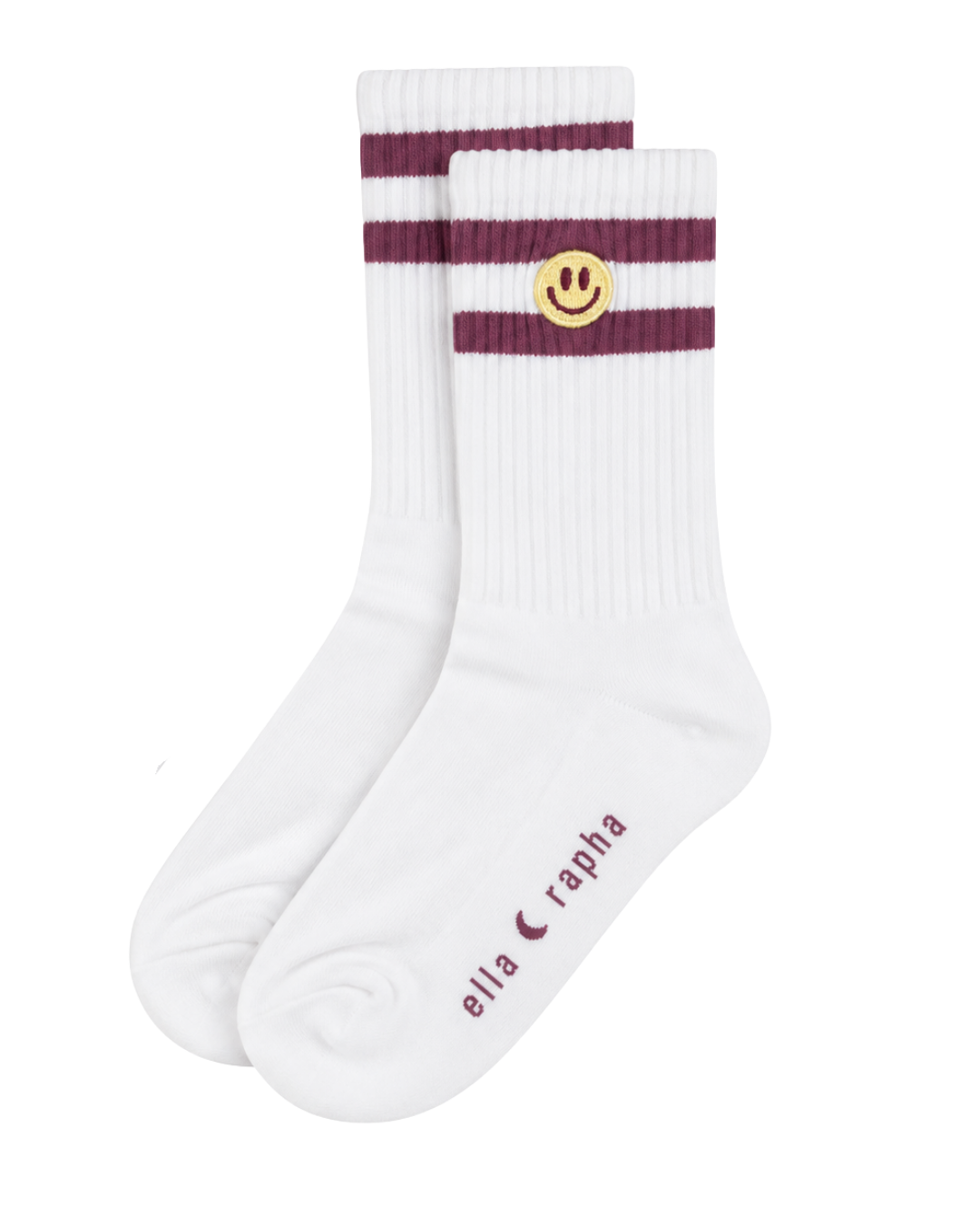 Ella and Rapha Smiley calzini bianchi unisex cotone