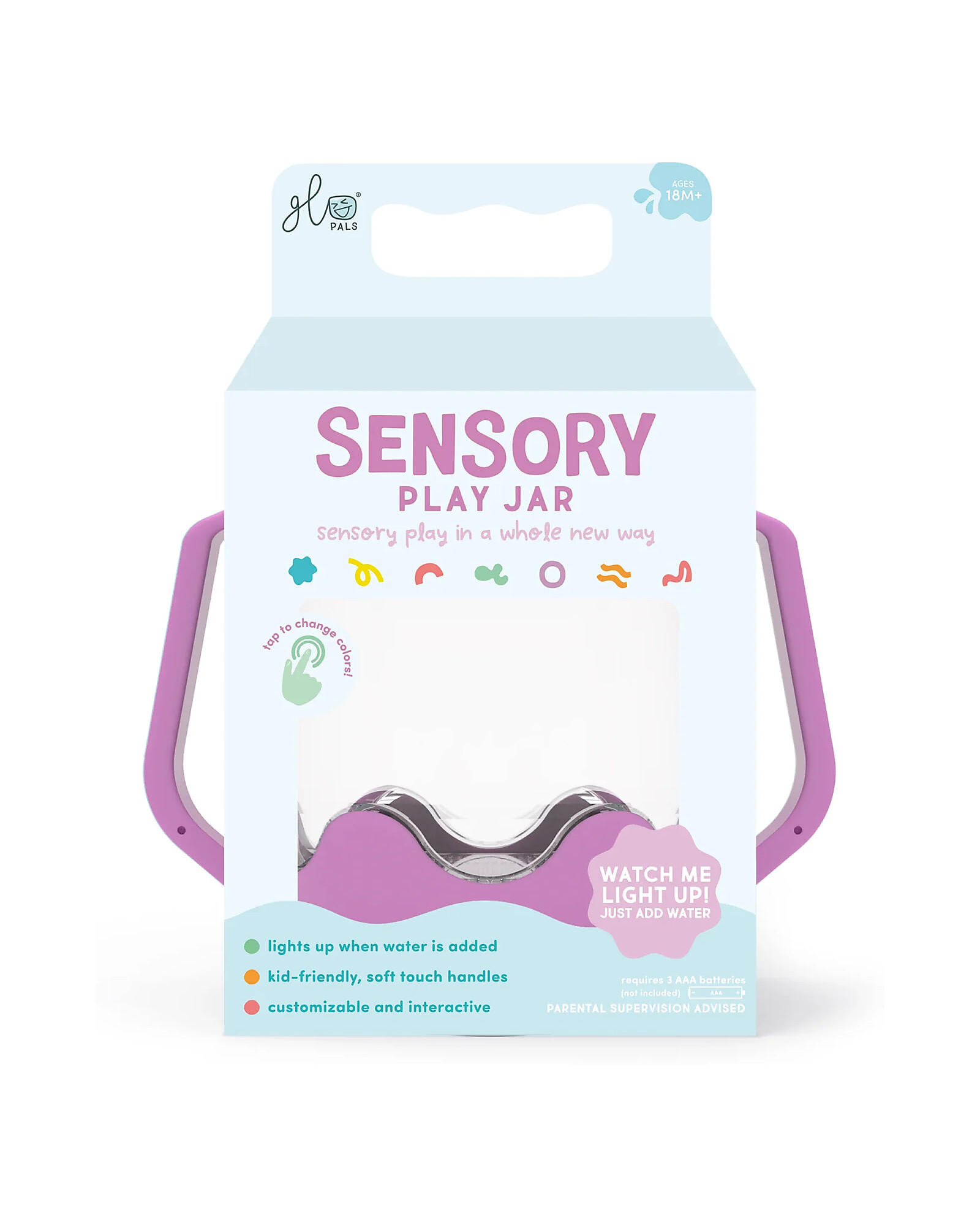 Glo Pals barattolo sensoriale purple viola 15 cm