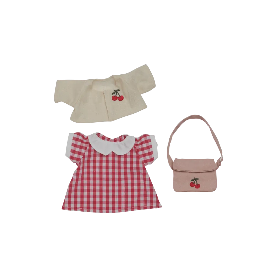 Olliella Dinkum Dolls Cherry Gingham vestito quadretti