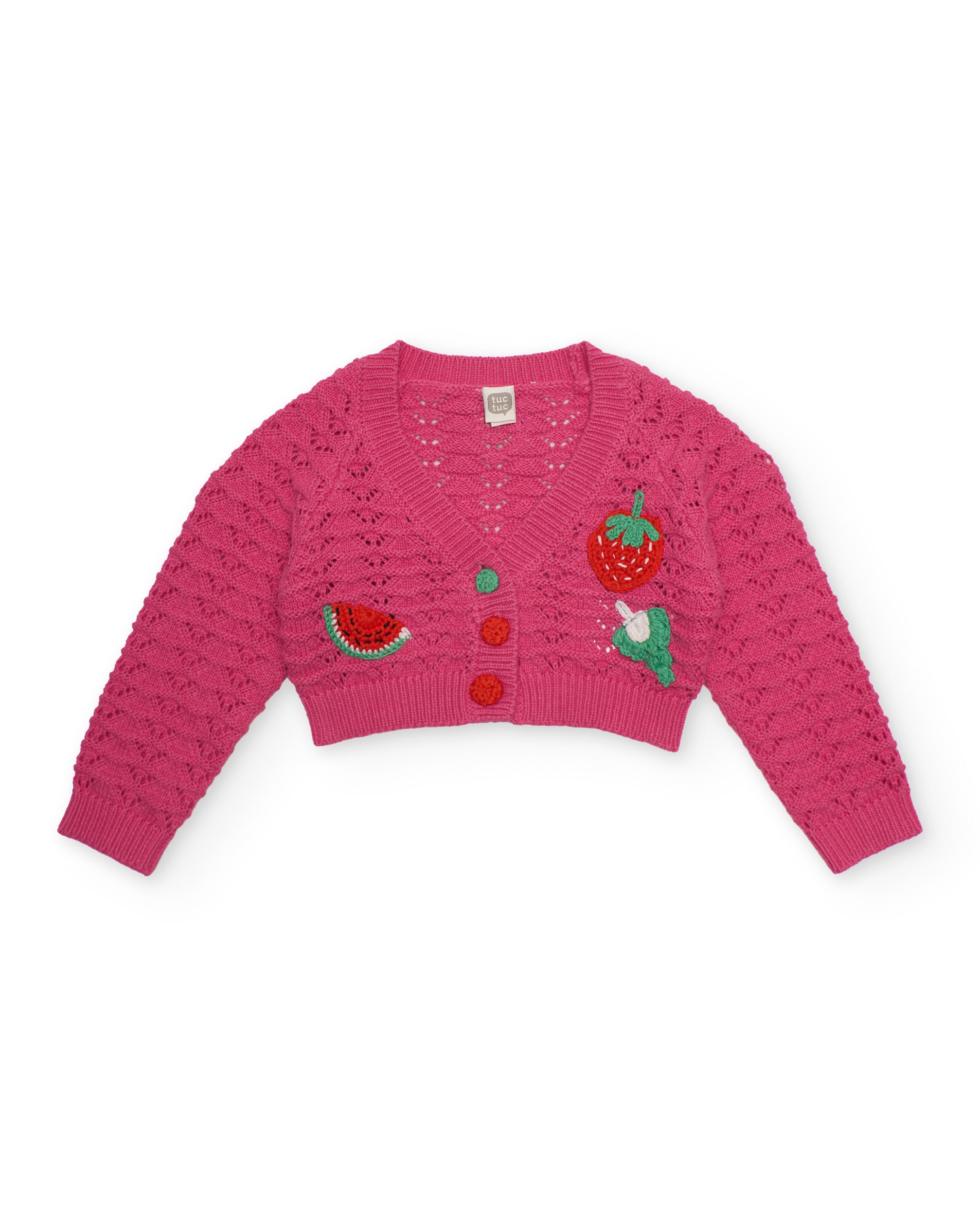 Tuc Tuc cardigan bambina rosa frutta traforata