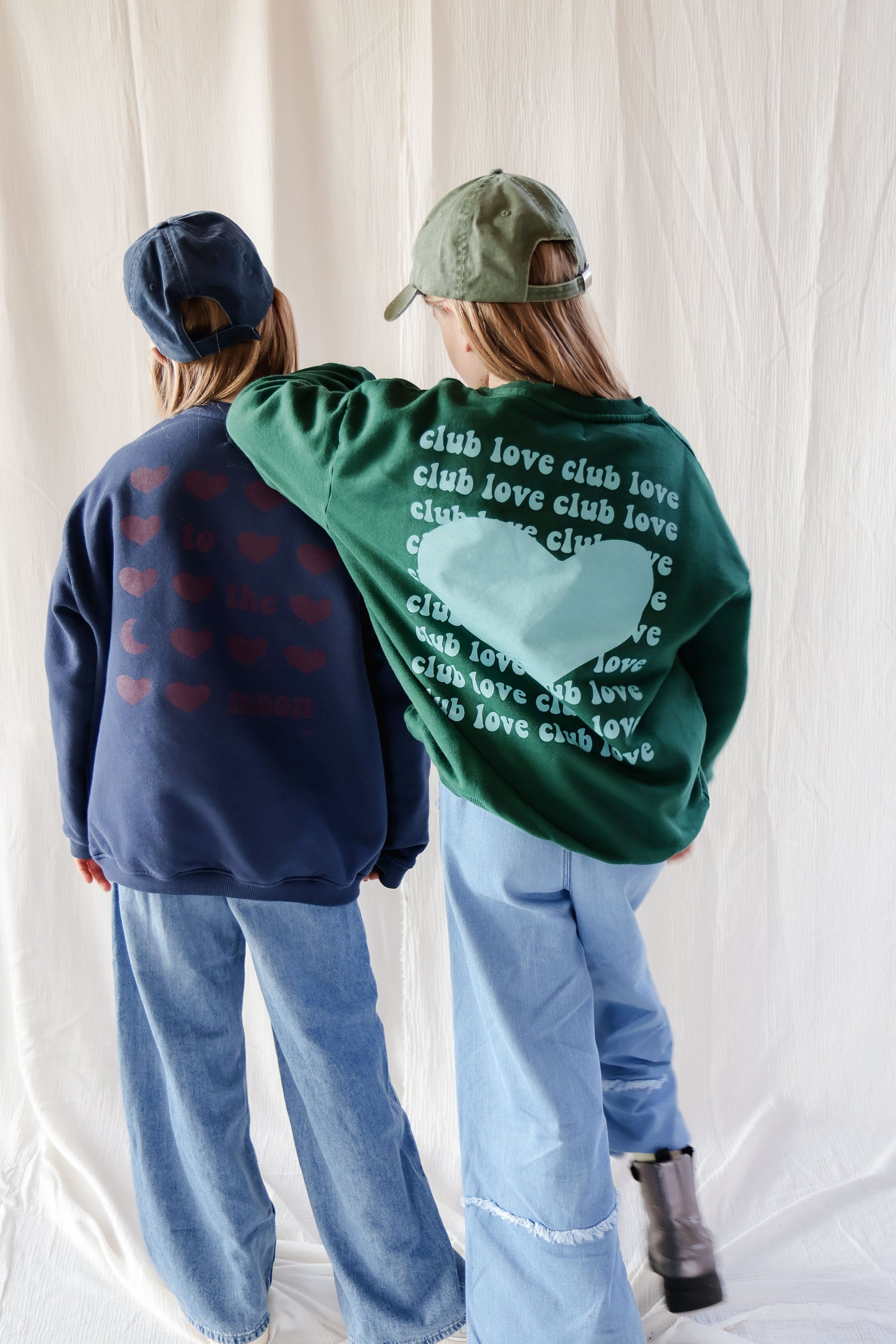 Ella and Rapha Club Love felpa verde bambina oversize