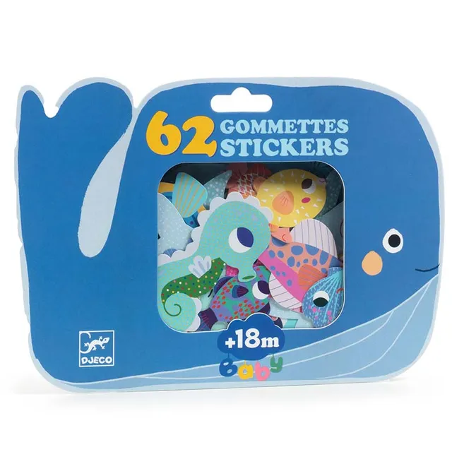 Djeco Big Stickers Sea Adesivi Bambini 62 Pezzi 18 Mesi