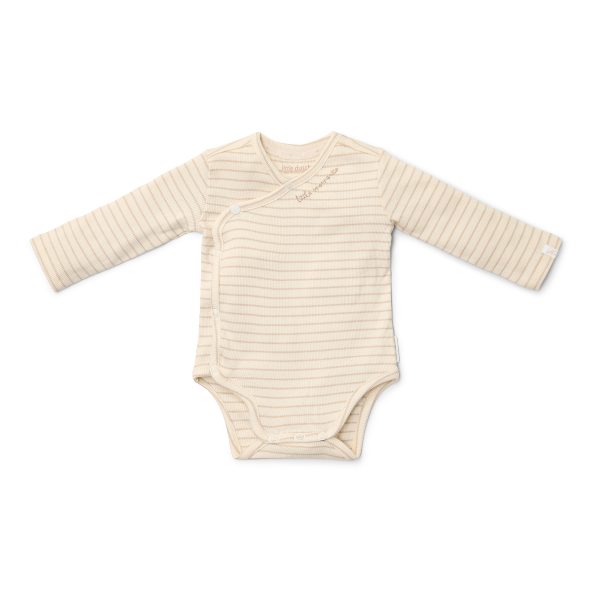 Little Dutch body neonato manica lunga righe beige cotone organico