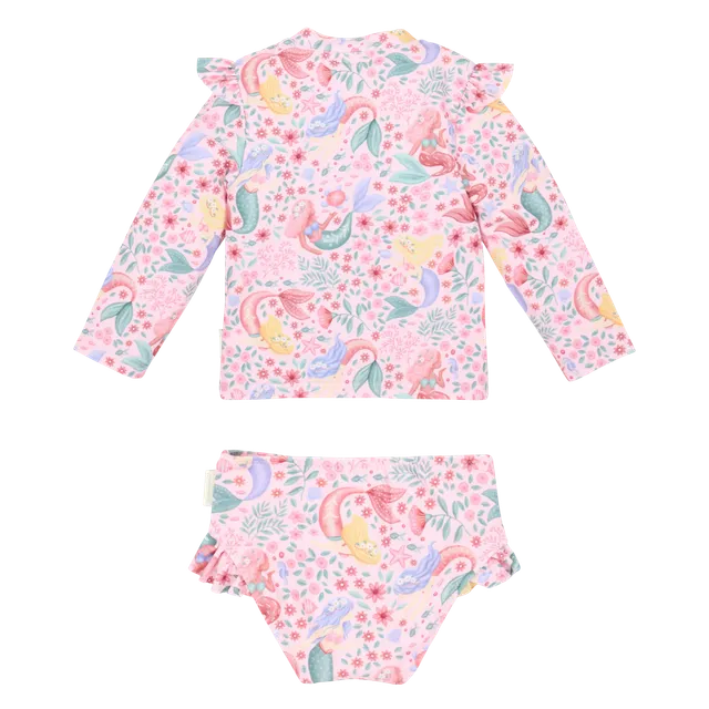Little Dutch Sirene Costume Mare Manica Lunga Rosa UPF40+