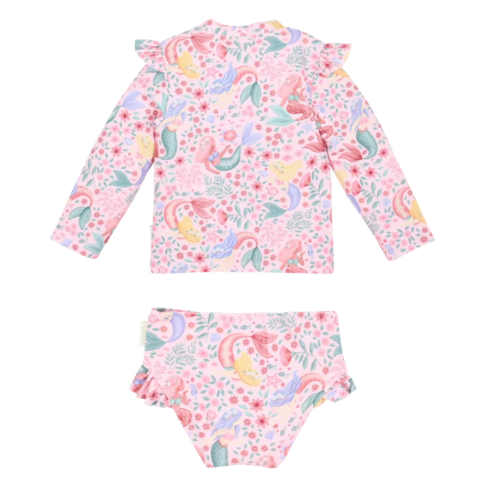 Little Dutch Sirene Costume Mare Manica Lunga Rosa UPF40+