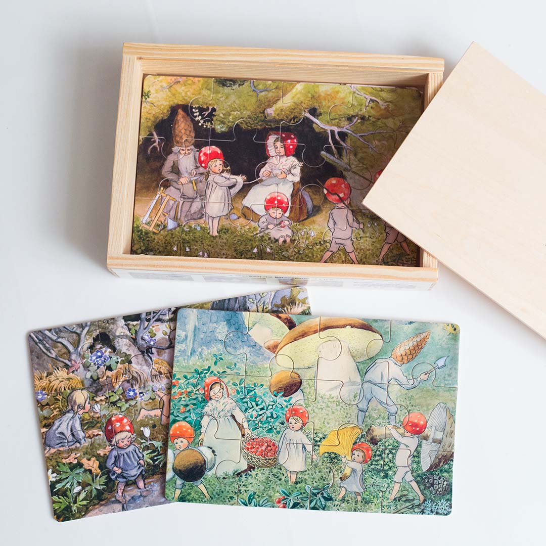 Elsa Beskow Children of the Forest set 4 puzzle legno
