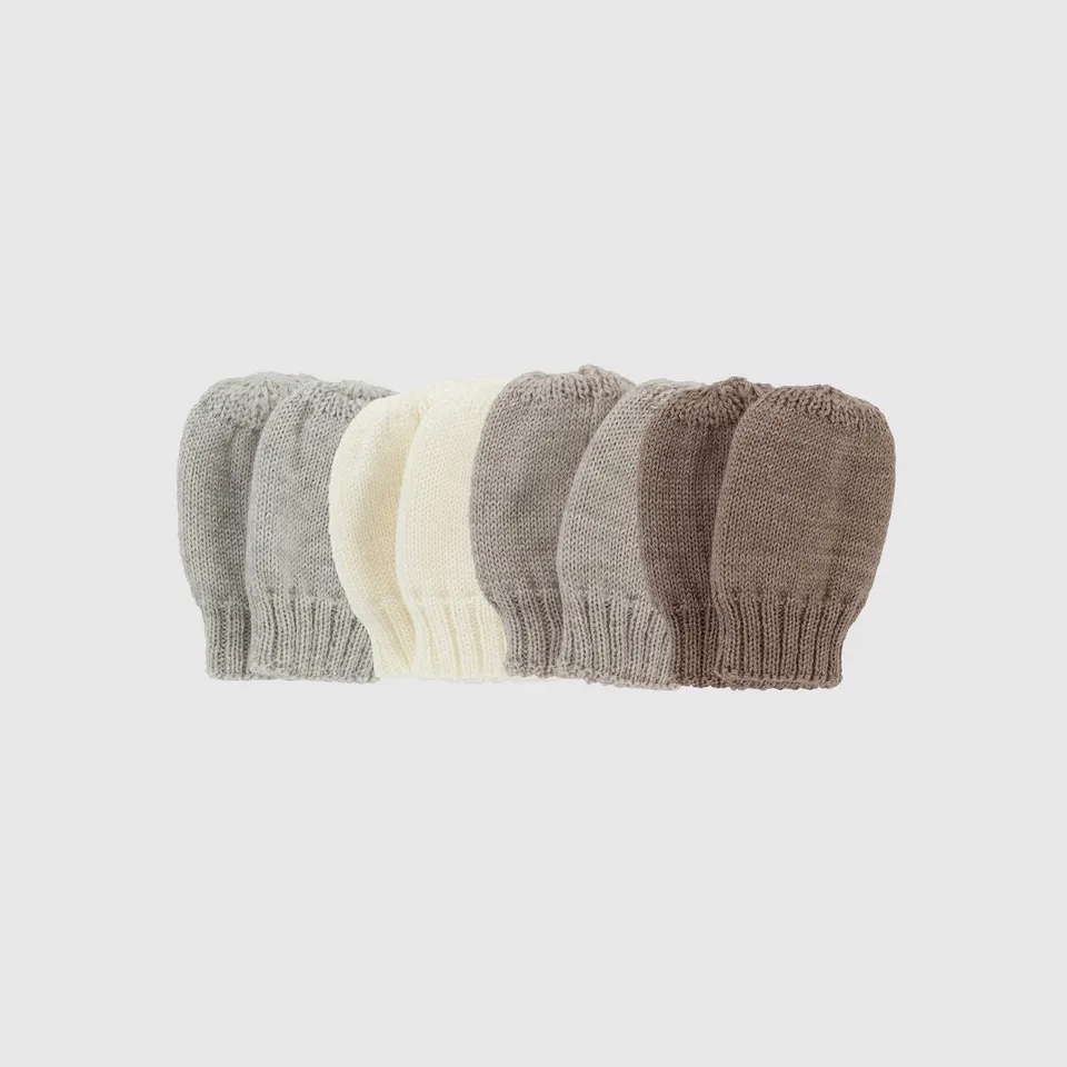 Kico Label guanti merino beige 0-6 mesi muffole neonato