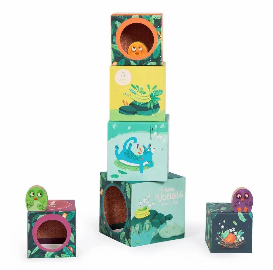 Moulin Roty Dans la Jungle cubi impilabili 6 pezzi cartone