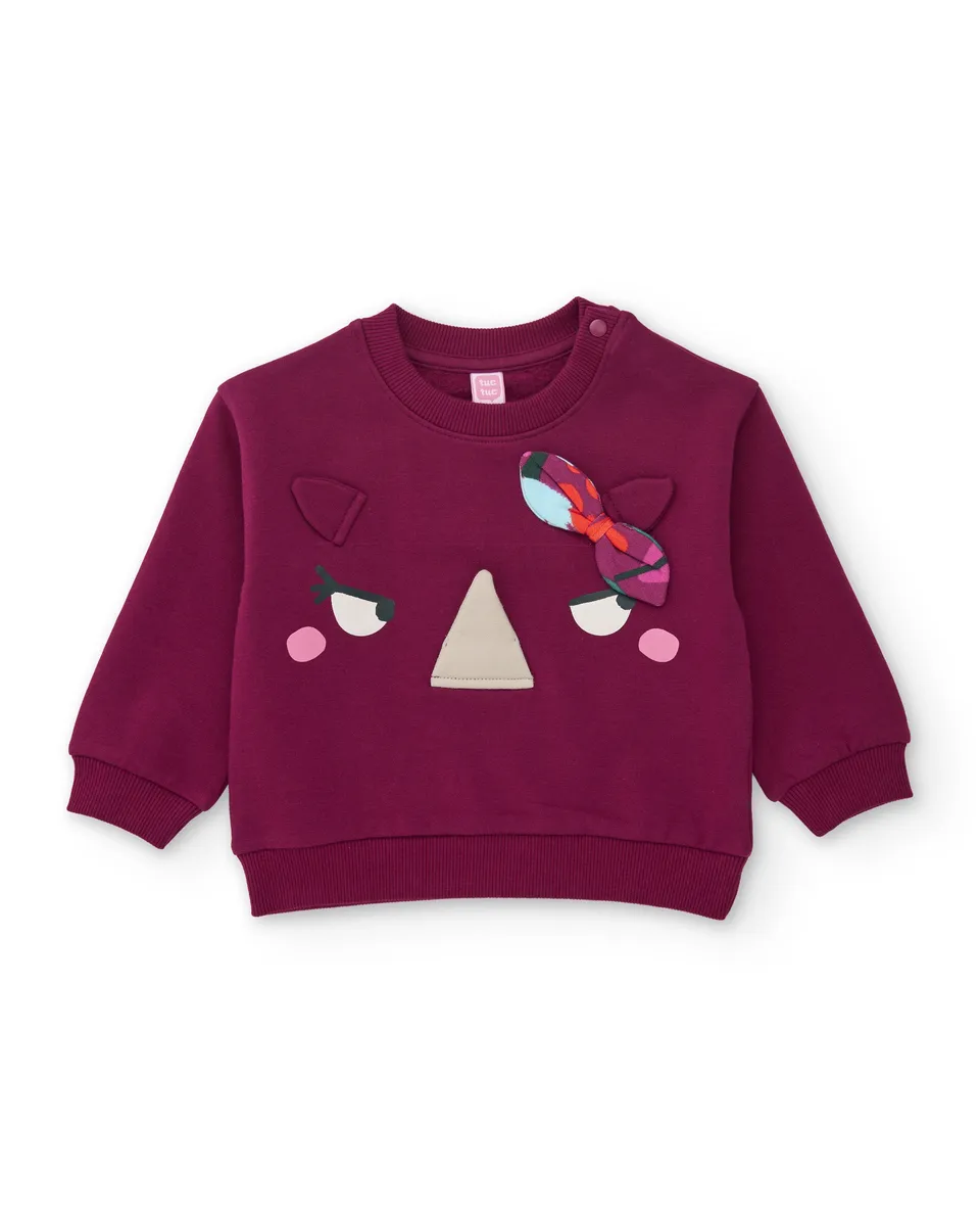 Tuc tuc Geo-Logic felpa bambina bordeaux in pile calda