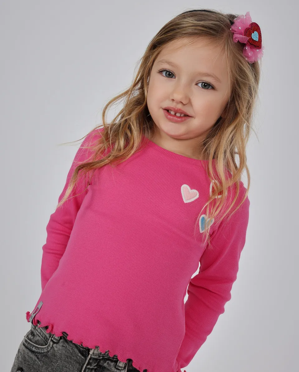 Tuc Tuc maglia bambina rosa maniche lunghe cuori