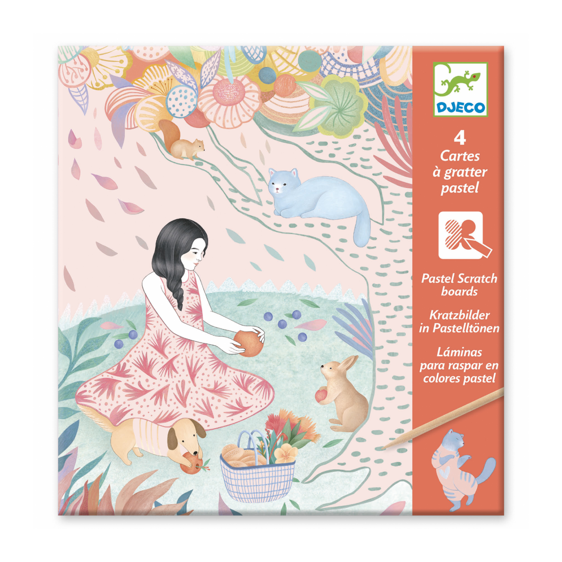 Djeco Picnic carte da grattare 4 carte pastello