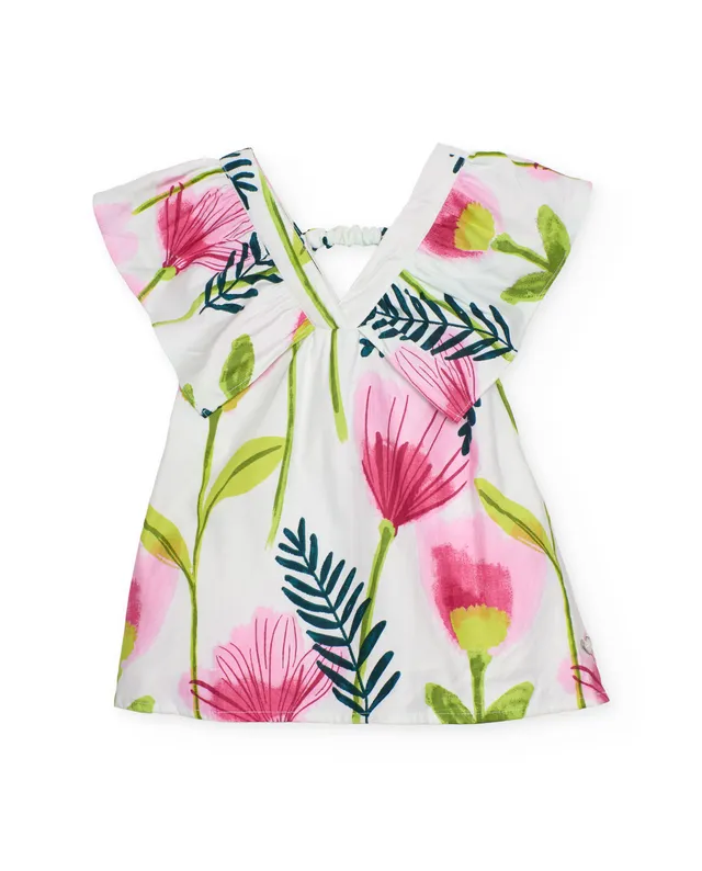 Tuc Tuc vestito bambina bianco fantasia fiori estivo