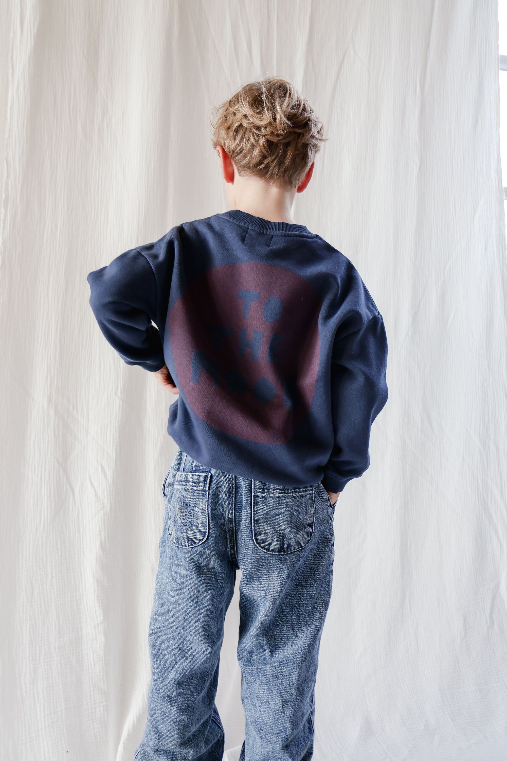 Ella and Rapha To The Moon Circle felpa bambini blu cotone