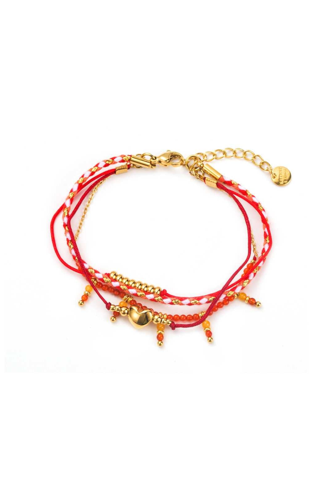 Ella and Rapha Red Funky Heart bracciale rosso acciaio