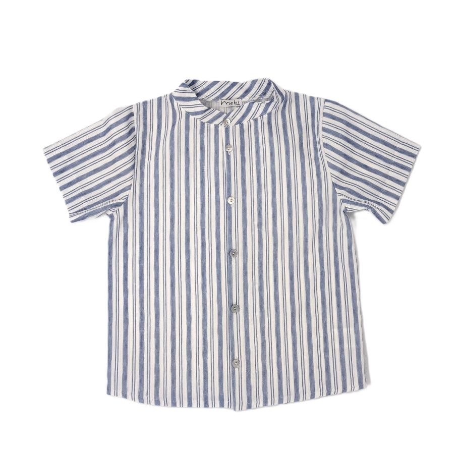 Mebi Raya Azul Camicia Bambino Manga Corta Cotone