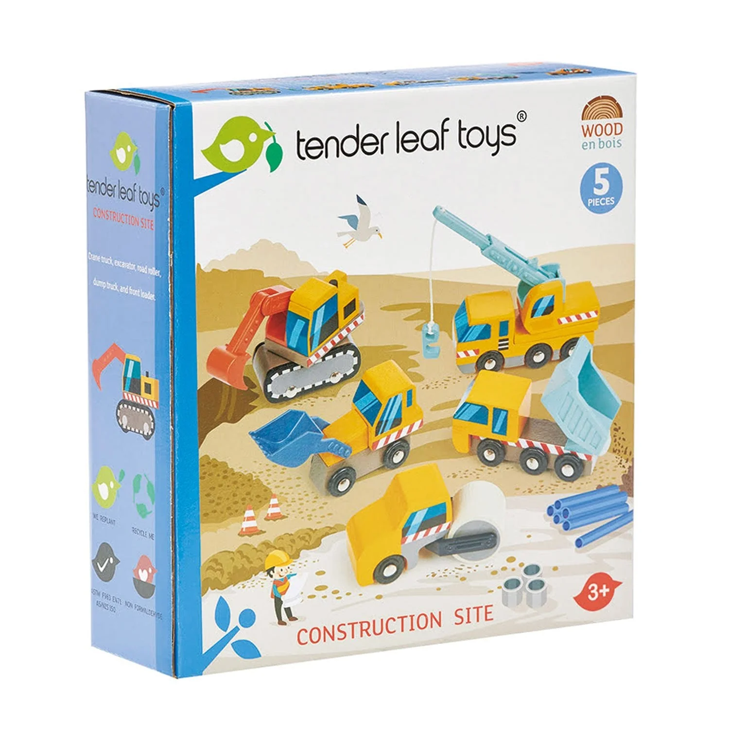 Tender Leaf Mini Set Automezzi Cantiere Legno 5 Pezzi