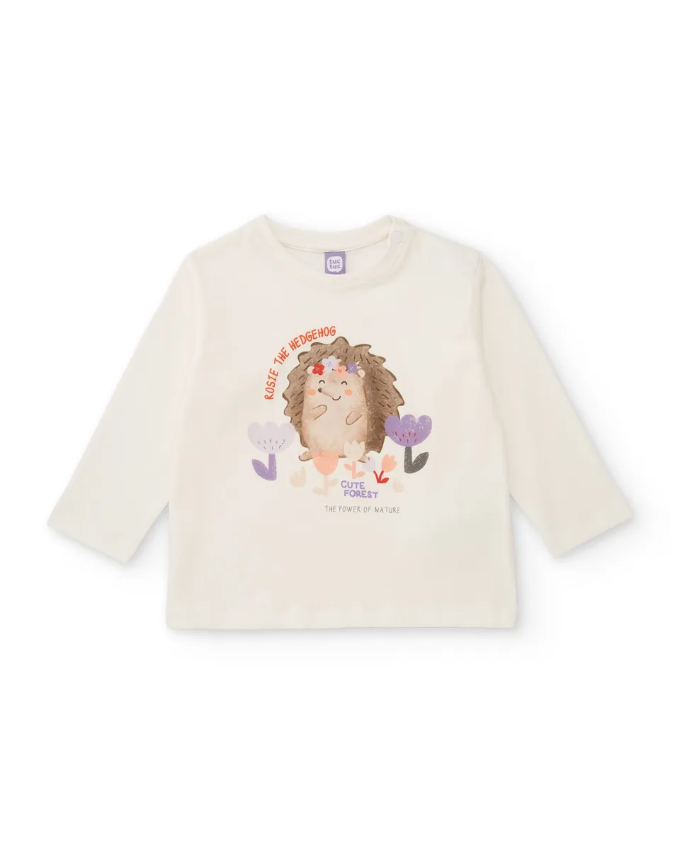 Tuc Tuc maglietta bambina maniche lunghe riccio bianco