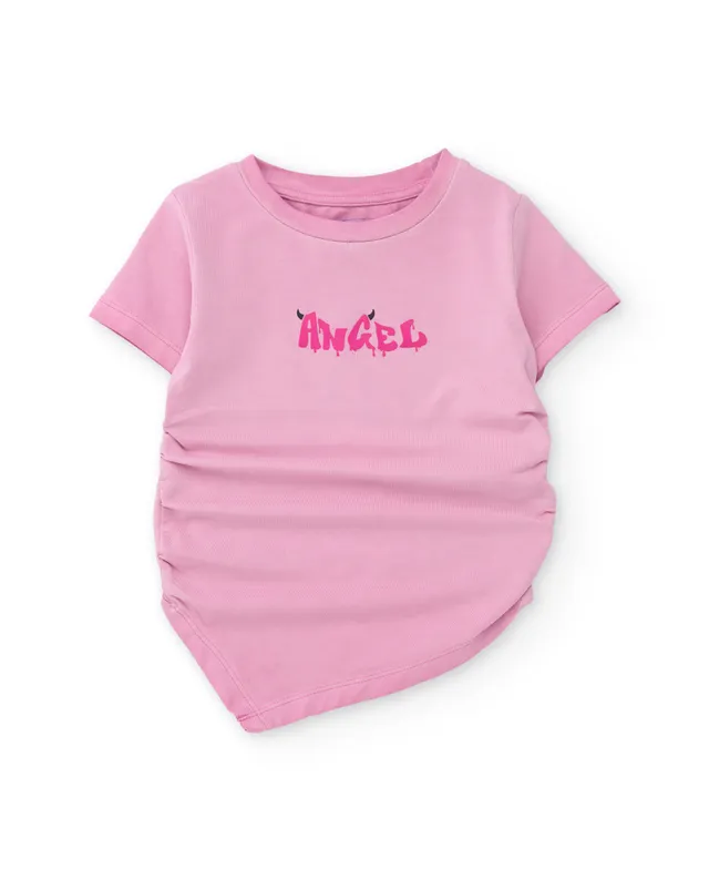 Tuc Tuc t-shirt bimba rosa arricciata maniche corte cotone