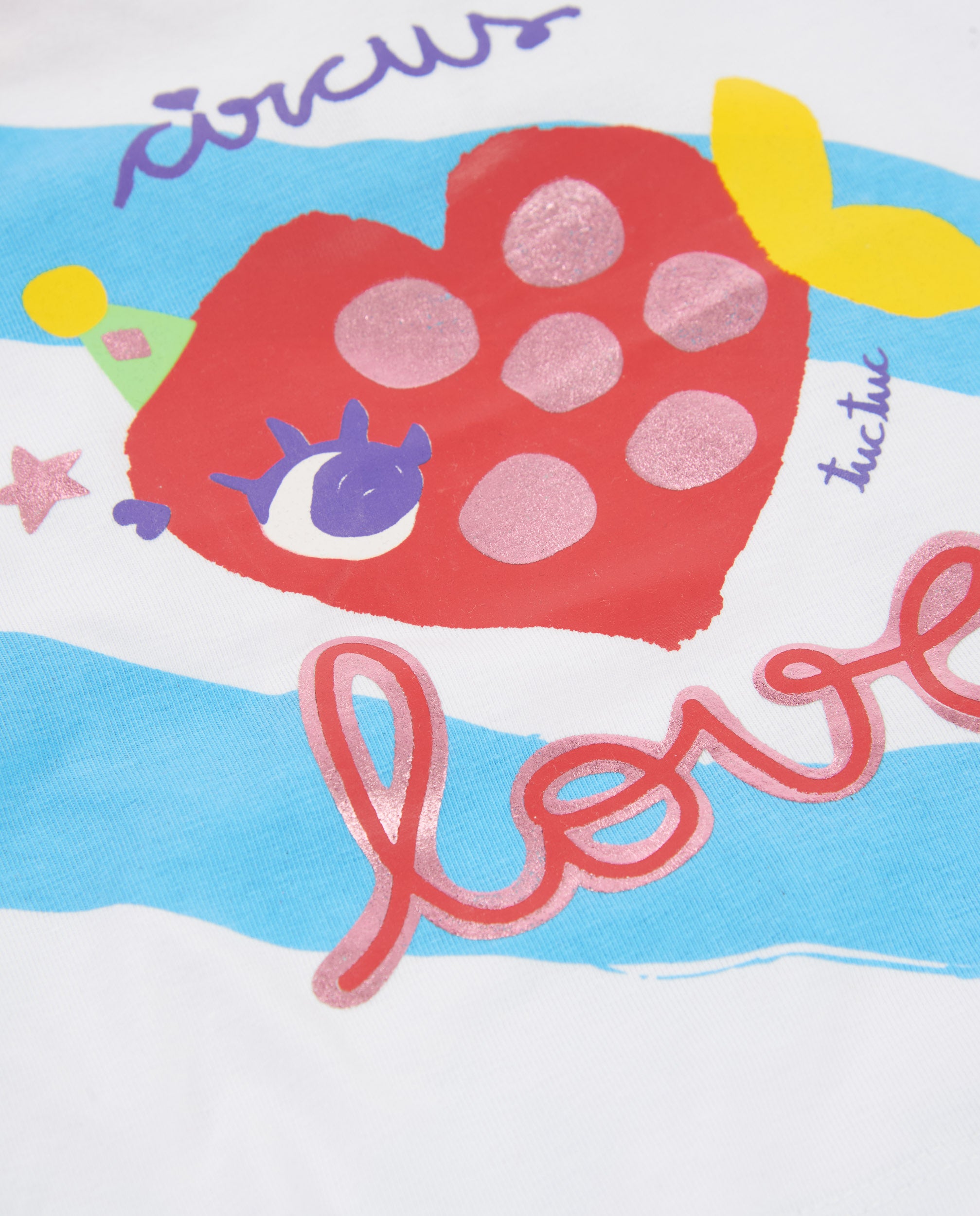 Tuc Tuc maglietta neonata bianca a righe pesce cuore