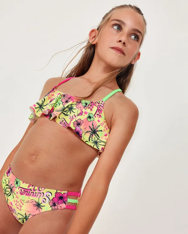 Tuc Tuc Bikini Bambina Tropicale Giallo con Volant