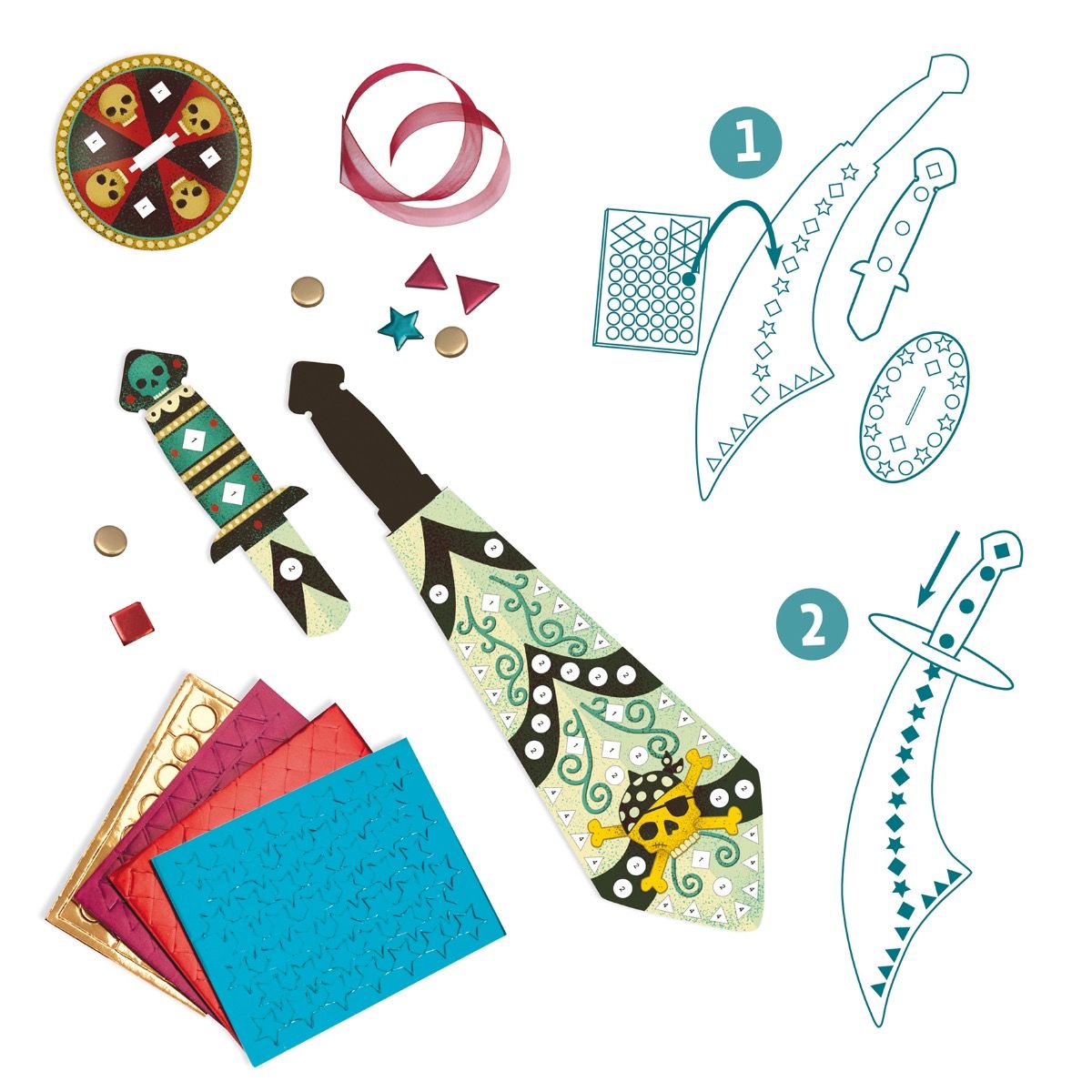 Djeco Do It Yourself spade pirati mosaico 3 pezzi