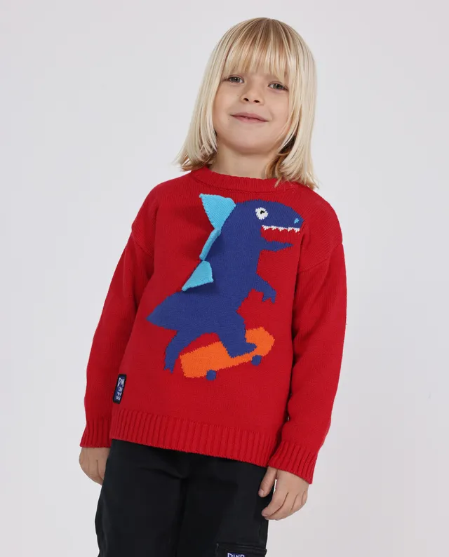Tuc tuc Dino Roll maglione bambino rosso dinosauro