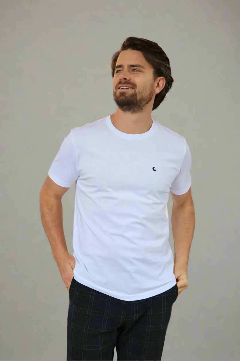 Ella and Rapha Moon t-shirt uomo bianca cotone organico