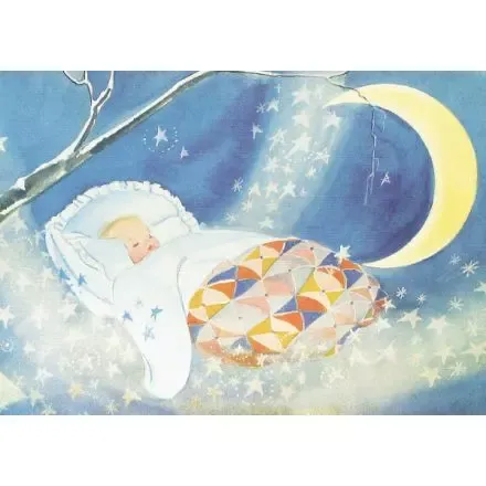 Sotto la luna cartolina nascita 10,5x15 cm
