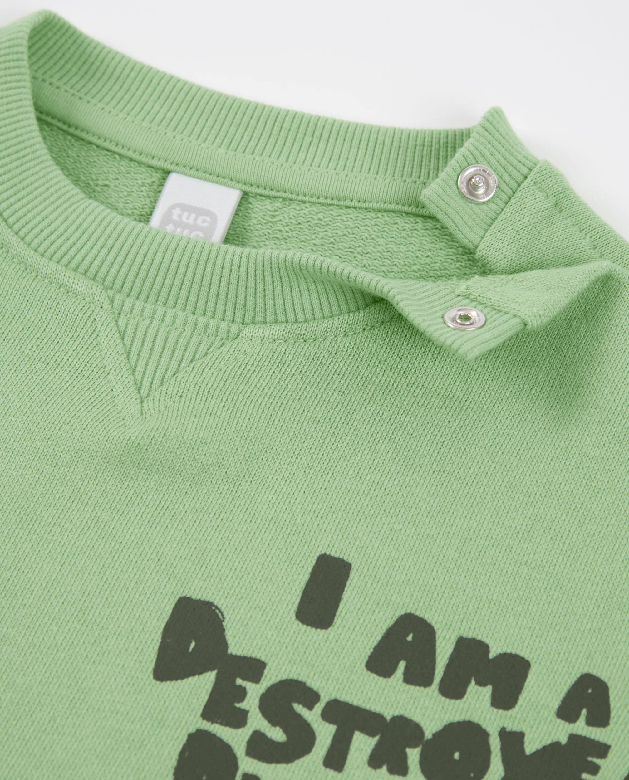 Tuc Tuc felpa bambino verde dinosauro appliqué