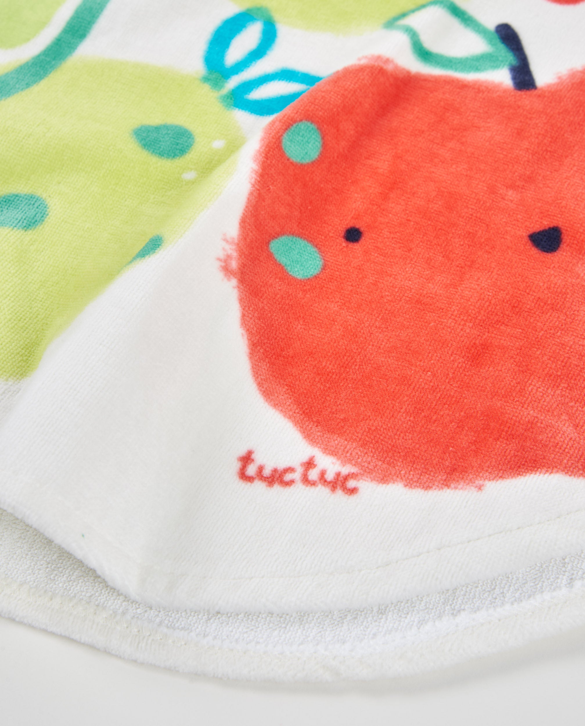 Tuc tuc Poncho spugna neonato verde con frutta