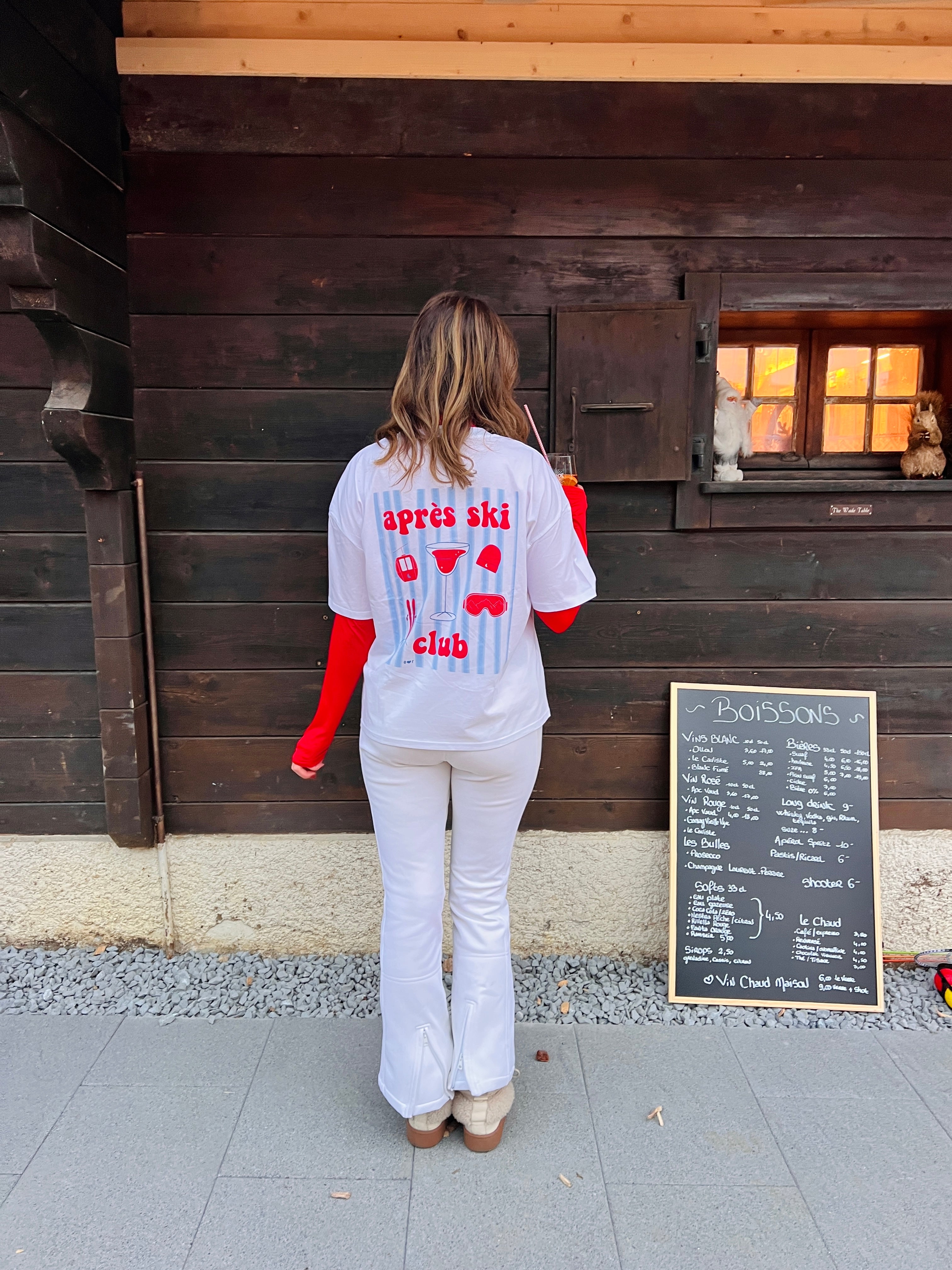 Ella and Rapha Après Ski Club t-shirt bianca donna cotone bio