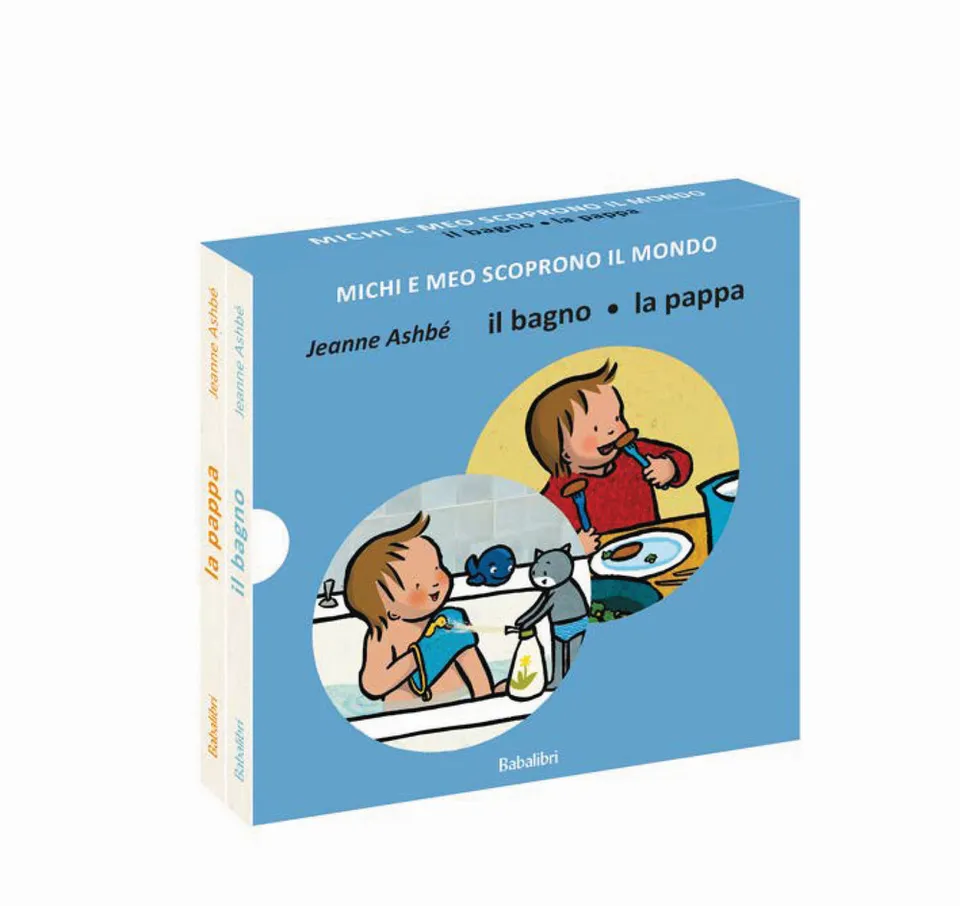 Babalibri Michi e Meo scoprono il mondo 2 libri bagno pappa