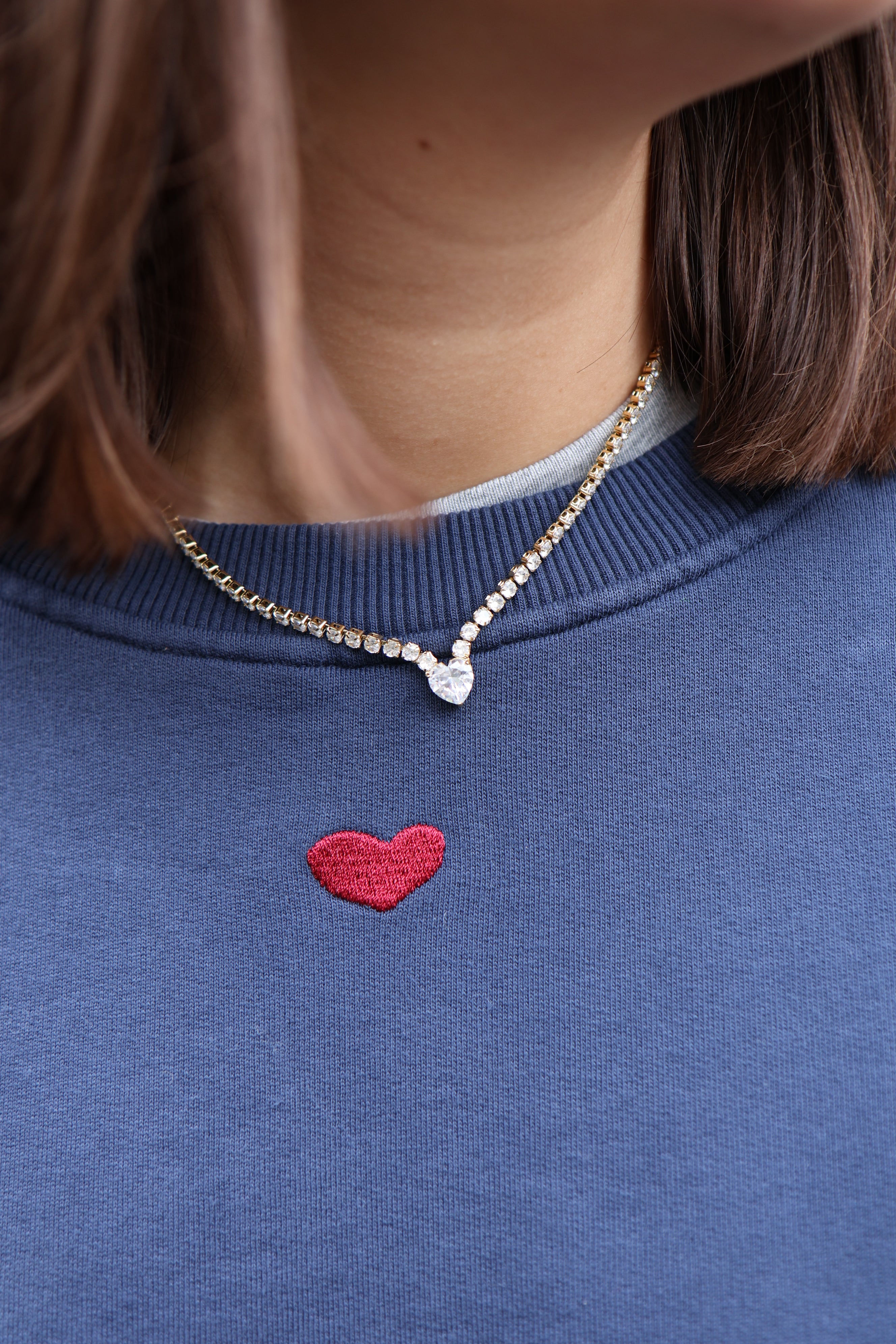 Ella and Rapha Heart collana oro cuori bianchi
