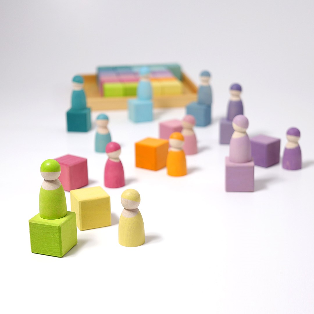 Grimm's Pastel Mosaic set 36 cubi costruzioni in legno