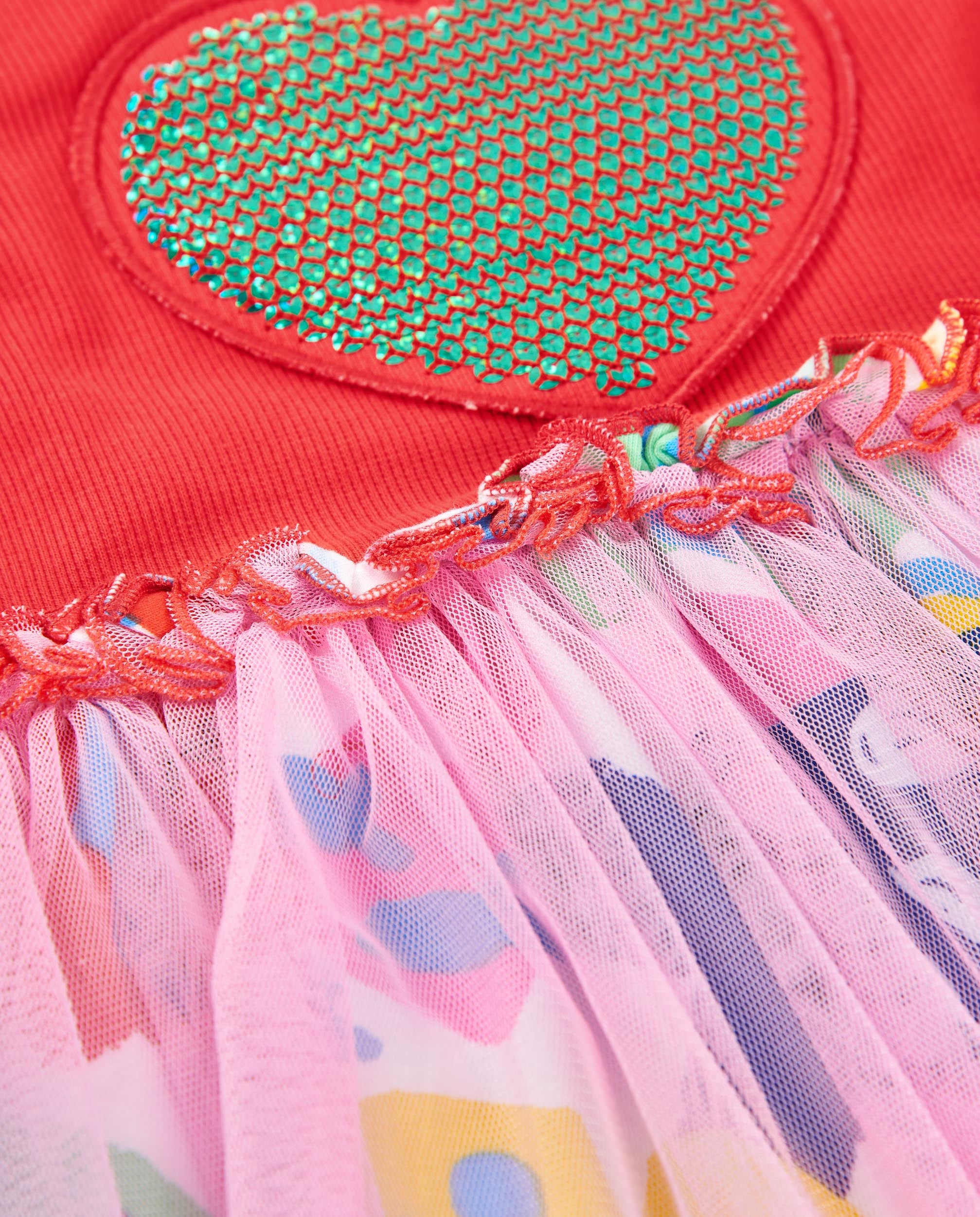 Tuc Tuc vestito bambina rosso cuore paillettes tulle